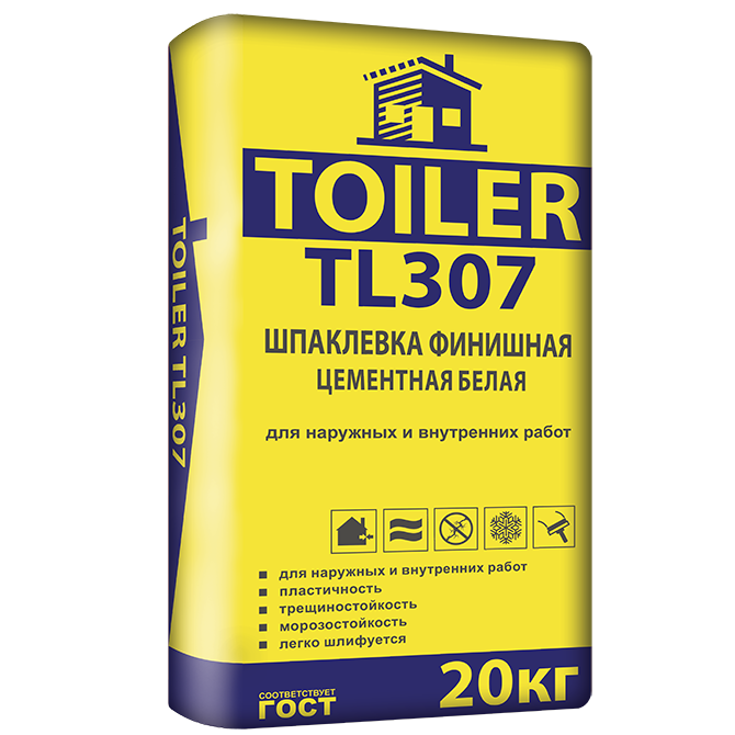 TOILER TL307 Шпатлевка финишная цементная белая